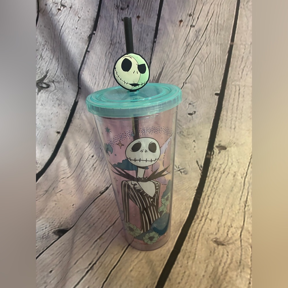 Disney Night Before Christmas Jack Skellington Plastic Tall Tumbler Straw Cup